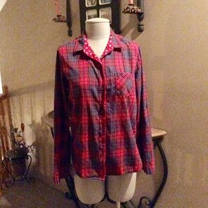 Victoria Secret Plaid Long Sleeve Top